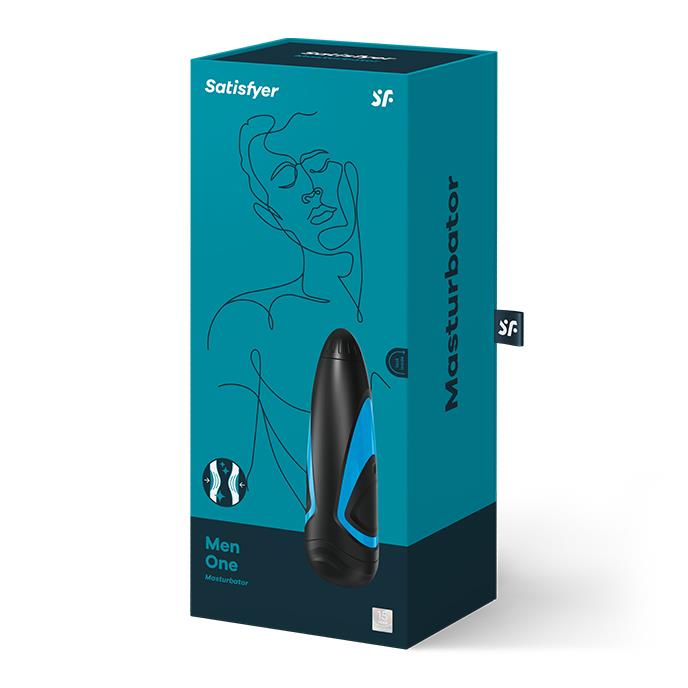 Masturbator Satisfyer Men One din silicon, negru, 25 cm, impermeabil