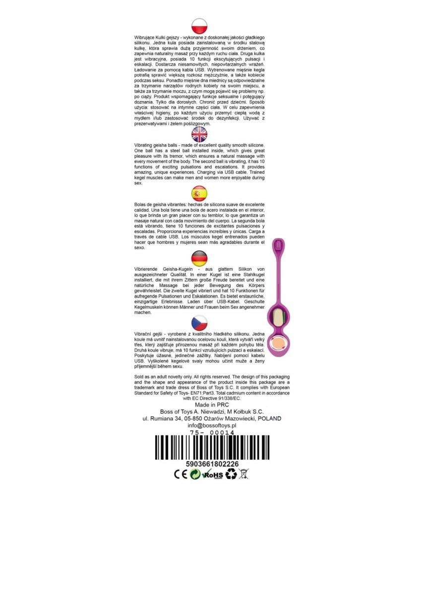 Bile vibratoare Kegel din silicon seria B violet USB 10 funcții 32 mm