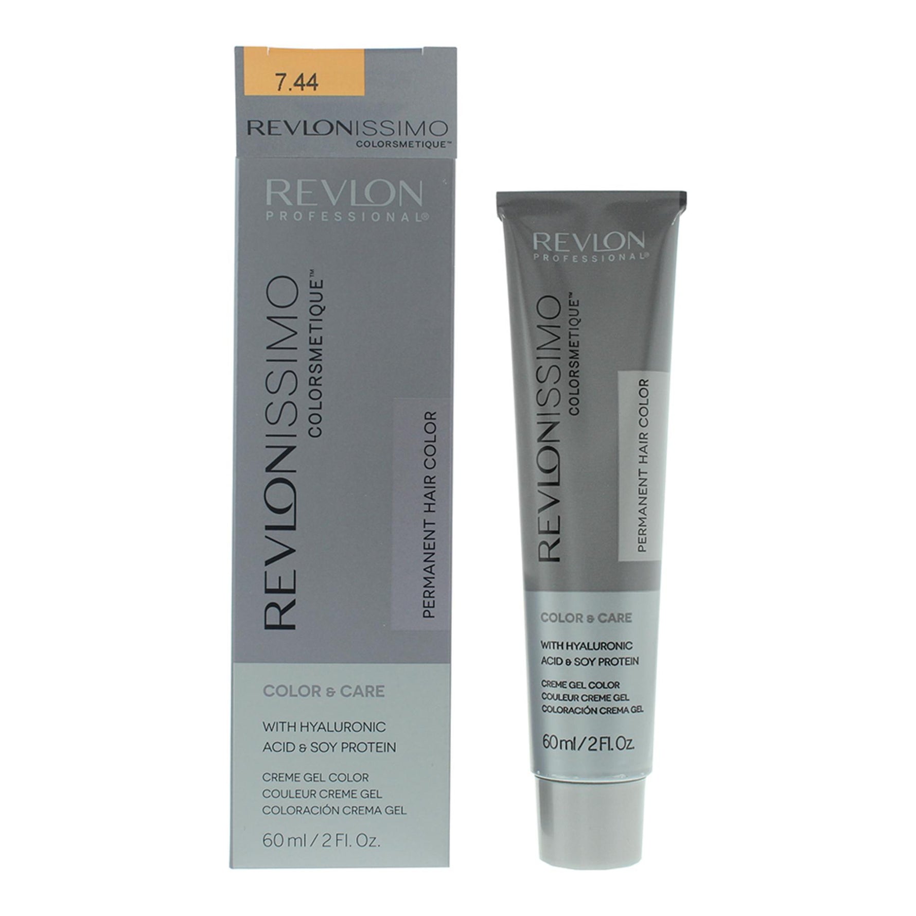 Revlon, Revlonissimo Colorsmetique, Vopsea permanentă de păr, 7.44 Medium Intensive Copper Blonde, 60 ml