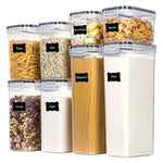 Cutii de depozitare alimente, Flippy, Set din 8 Cutii pentru Condimente, Cereale, Cutii pentru Bucatarie, din Plastic