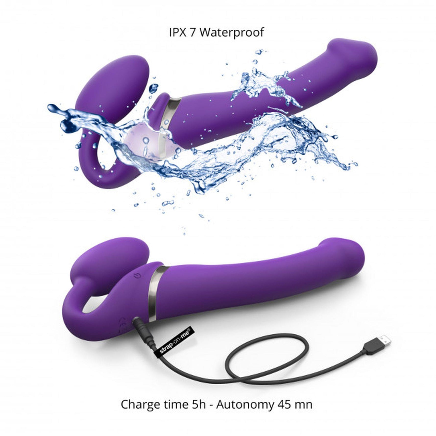 Curea vibratoare Strap-on-me silicon M violet USB impermeabil