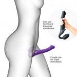 Penis vibrant Strap-on-me L violet cu USB din silicon