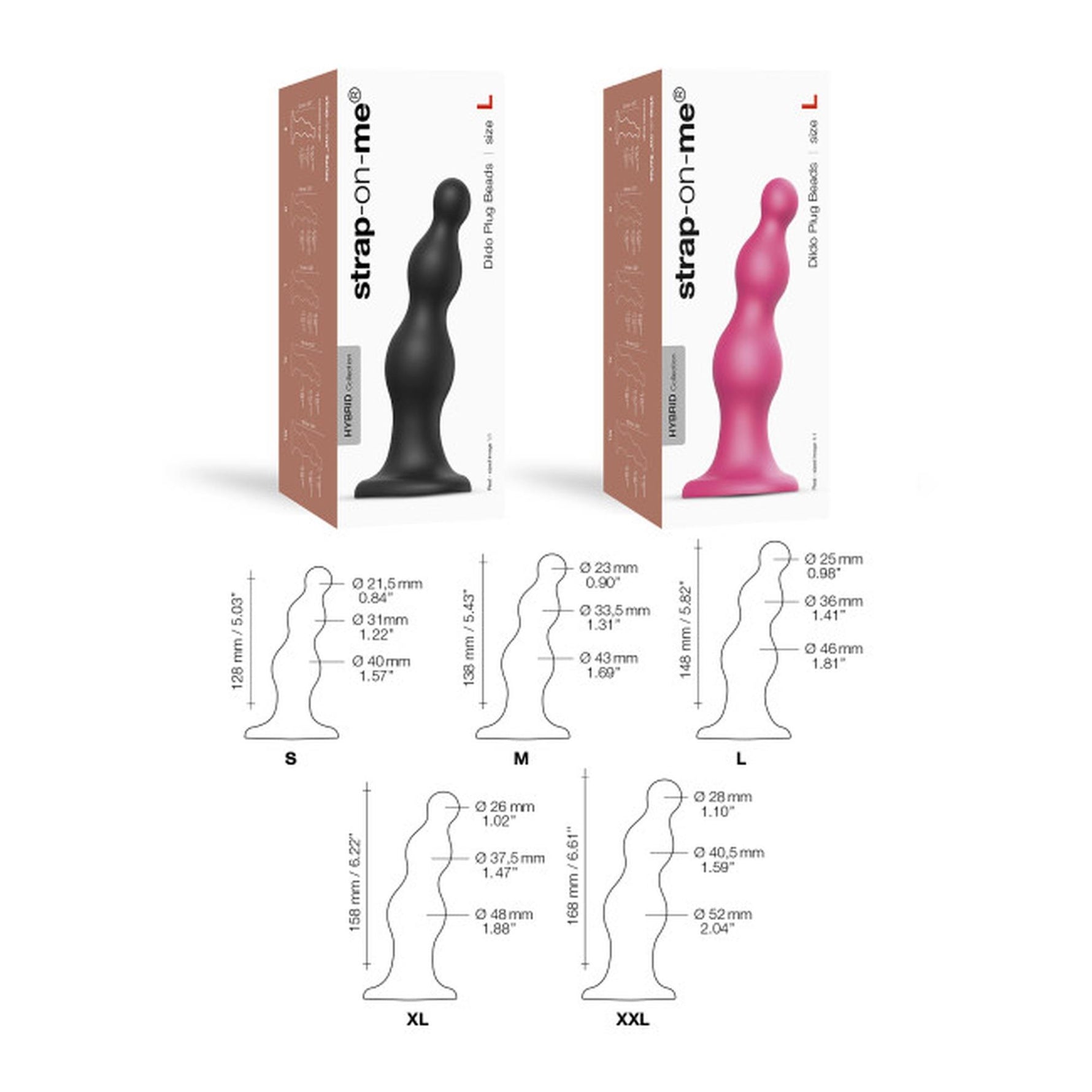 Dildo din silicon cu mărgele Strap-on-me negru S