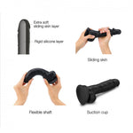 Dildo realist cu strap-on glisant, negru, S