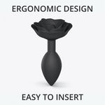 Plug anal din silicon Open Roses L, negru onix, 9 cm