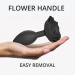 Plug anal din silicon Open Roses L, negru onix, 9 cm