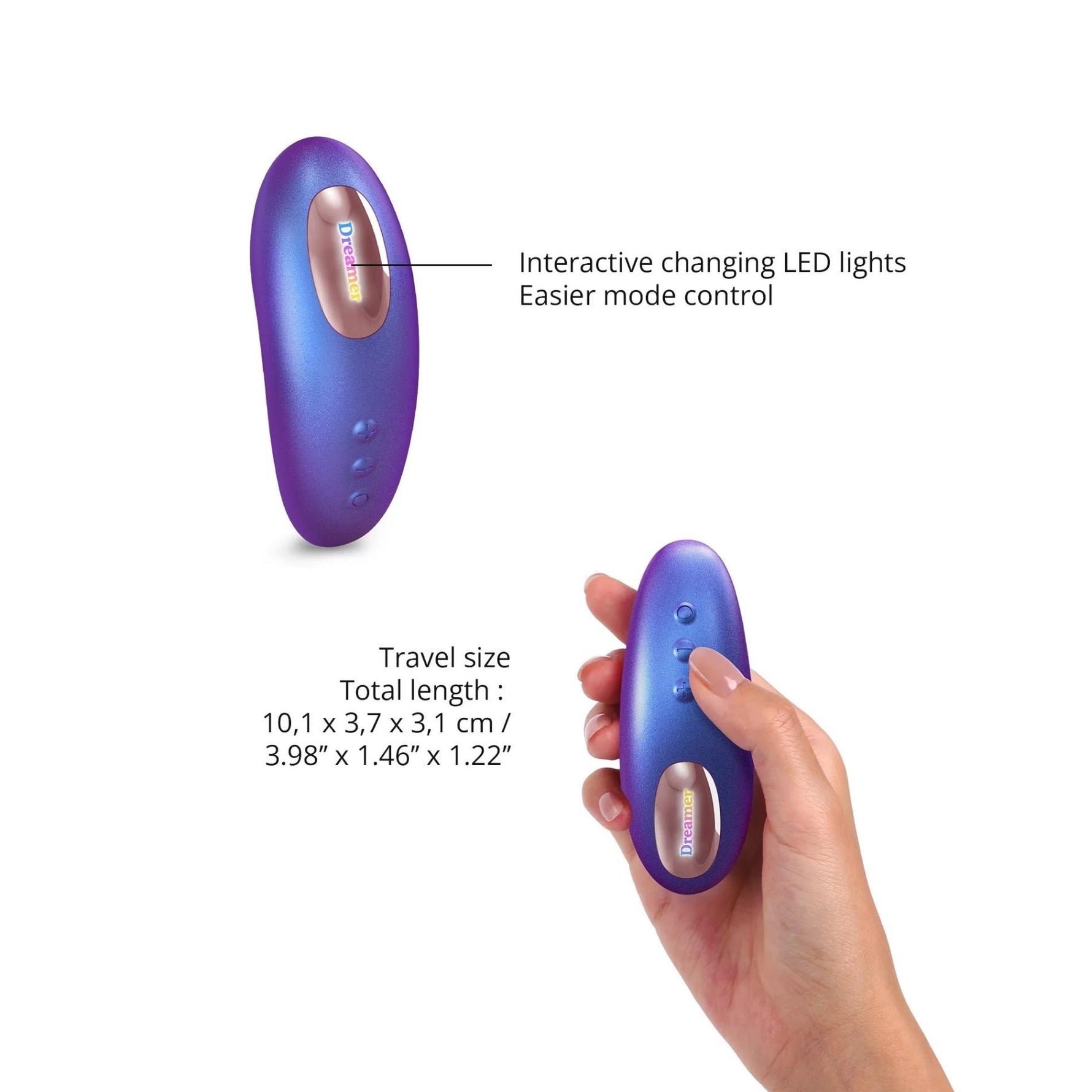 Mini vibrator Dreamer Love to Love Iridescent Night cu telecomandă