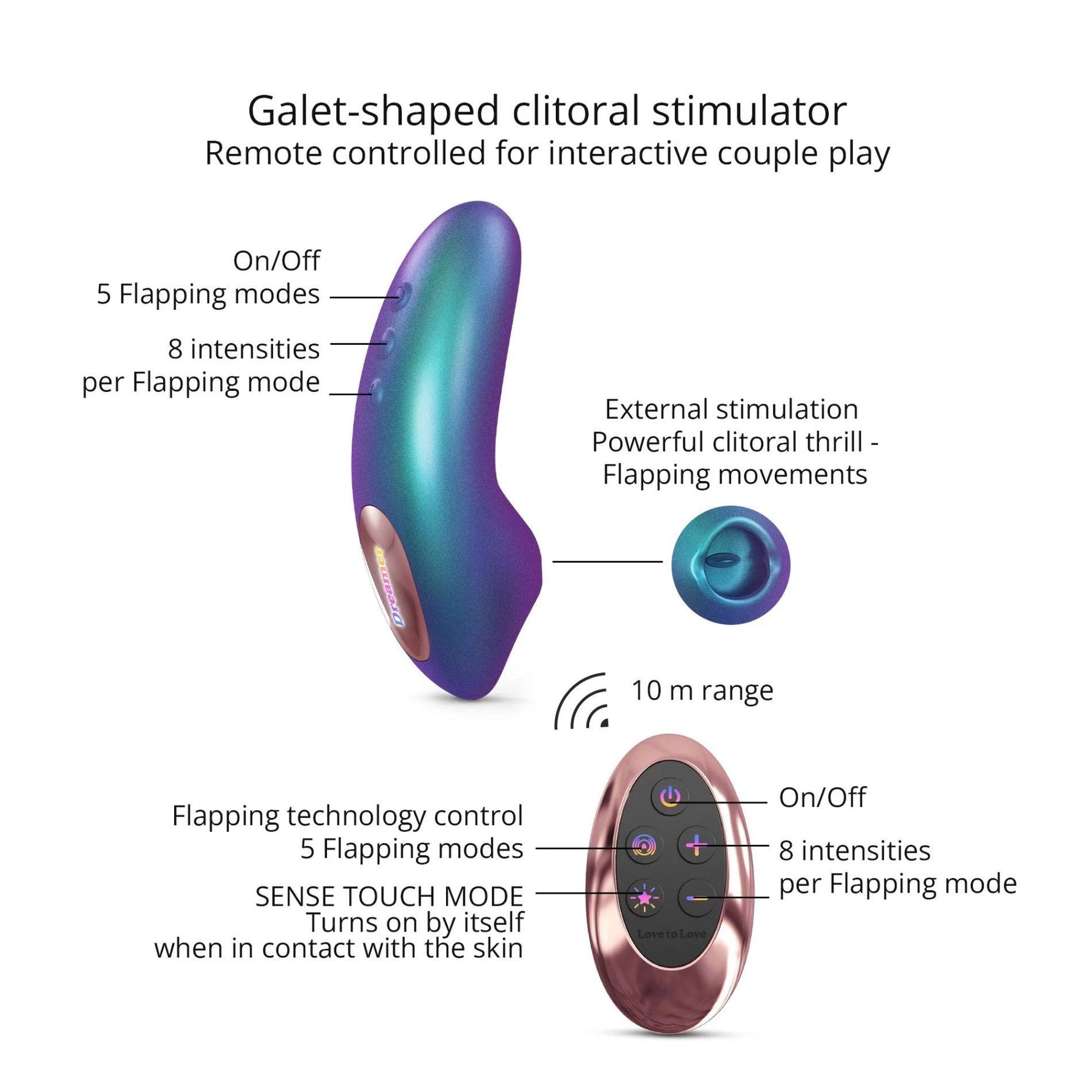 Vibrator Dreamer Love to Love Mini din silicon, culoare turcoaz, cu USB, 10 cm