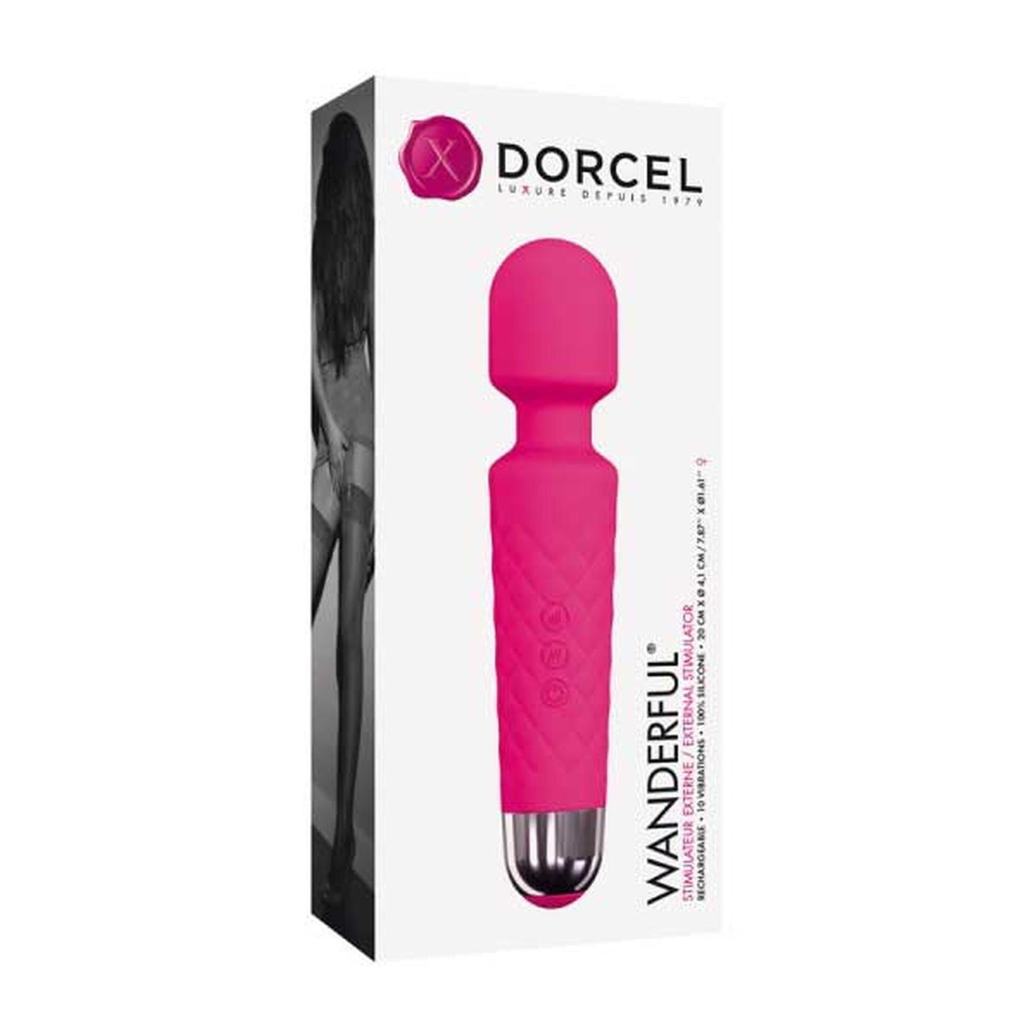 Baghetă de masaj Dorcel Wanderful Magenta din silicon, 20 cm, USB