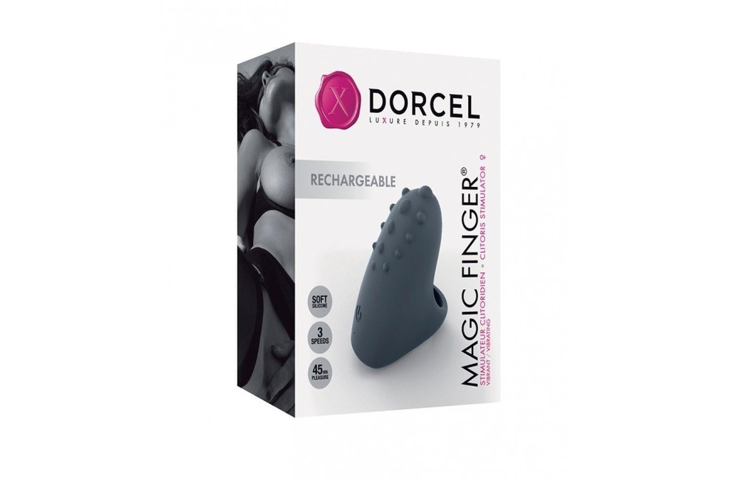 Vibrator Dorcel Magic Finger, silicon gri, reîncărcabil, 5 cm