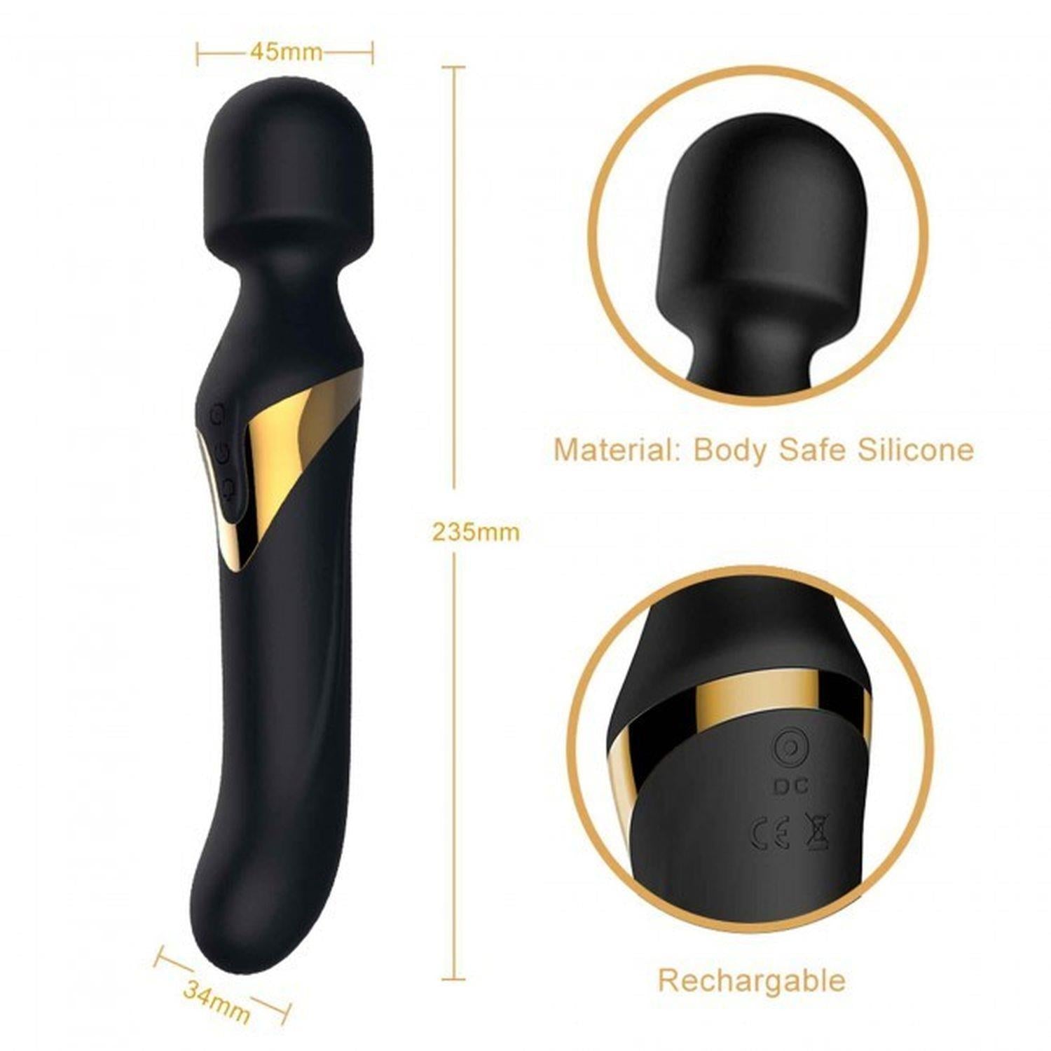 Vibrator Dorcel Dual Orgasms Gold Silicone USB cu două fețe, 23,5 cm
