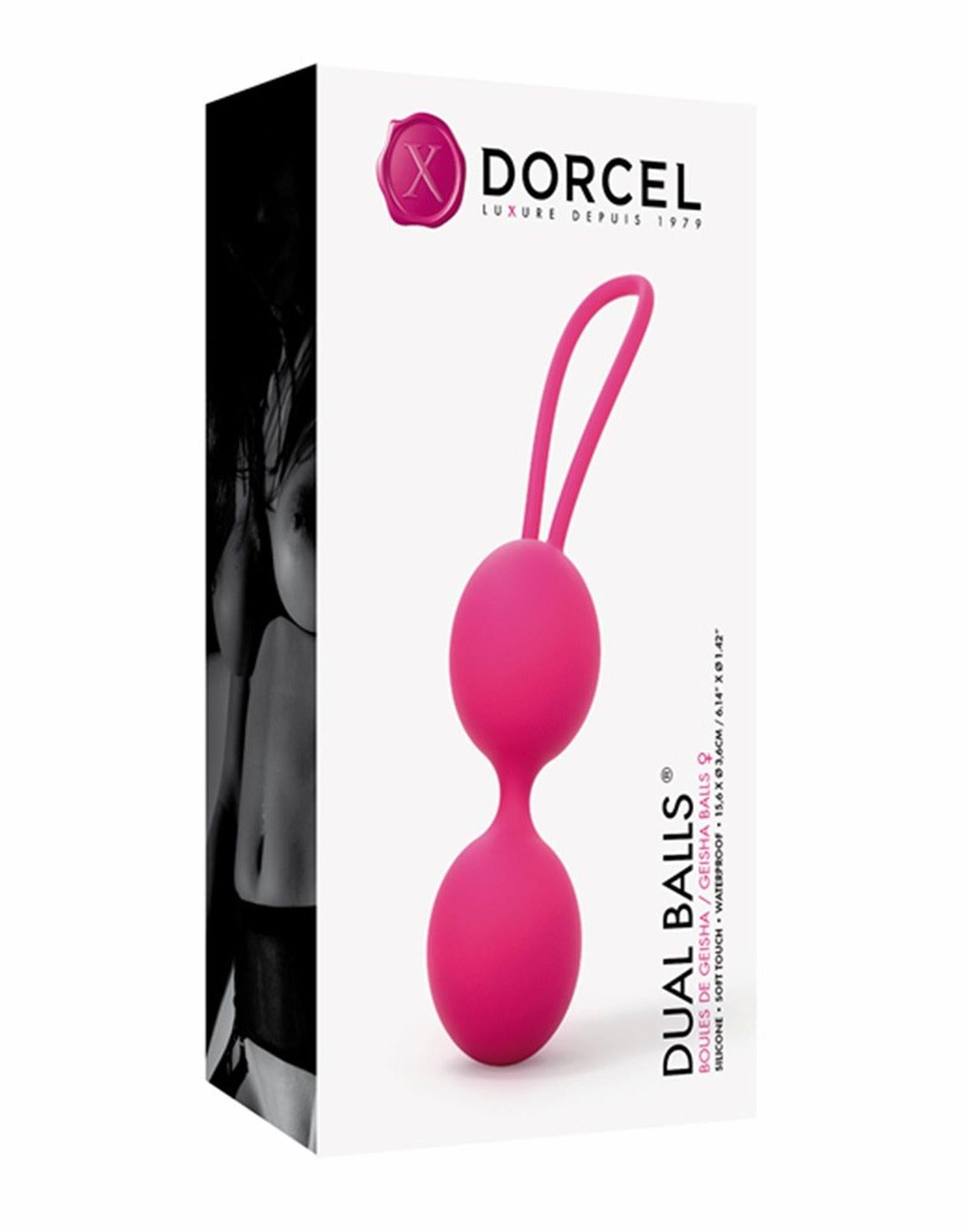 Bile duble de gheișă din silicon Dorcel, roz, 15,6 cm