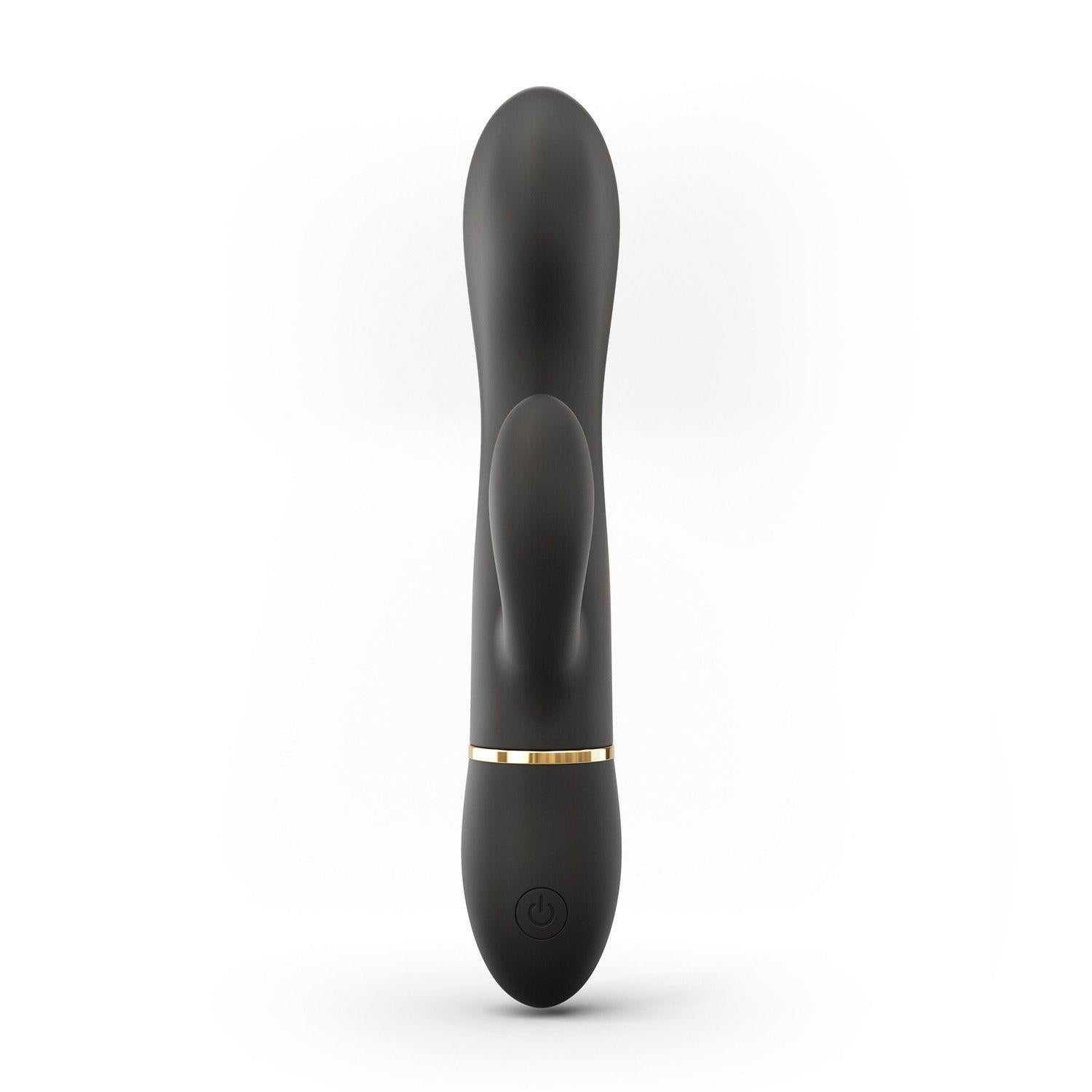 Vibrator Dorcel Glam Rabbit din silicon, negru, USB, 21,8 cm