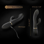 Vibrator Dorcel Glam Rabbit din silicon, negru, USB, 21,8 cm