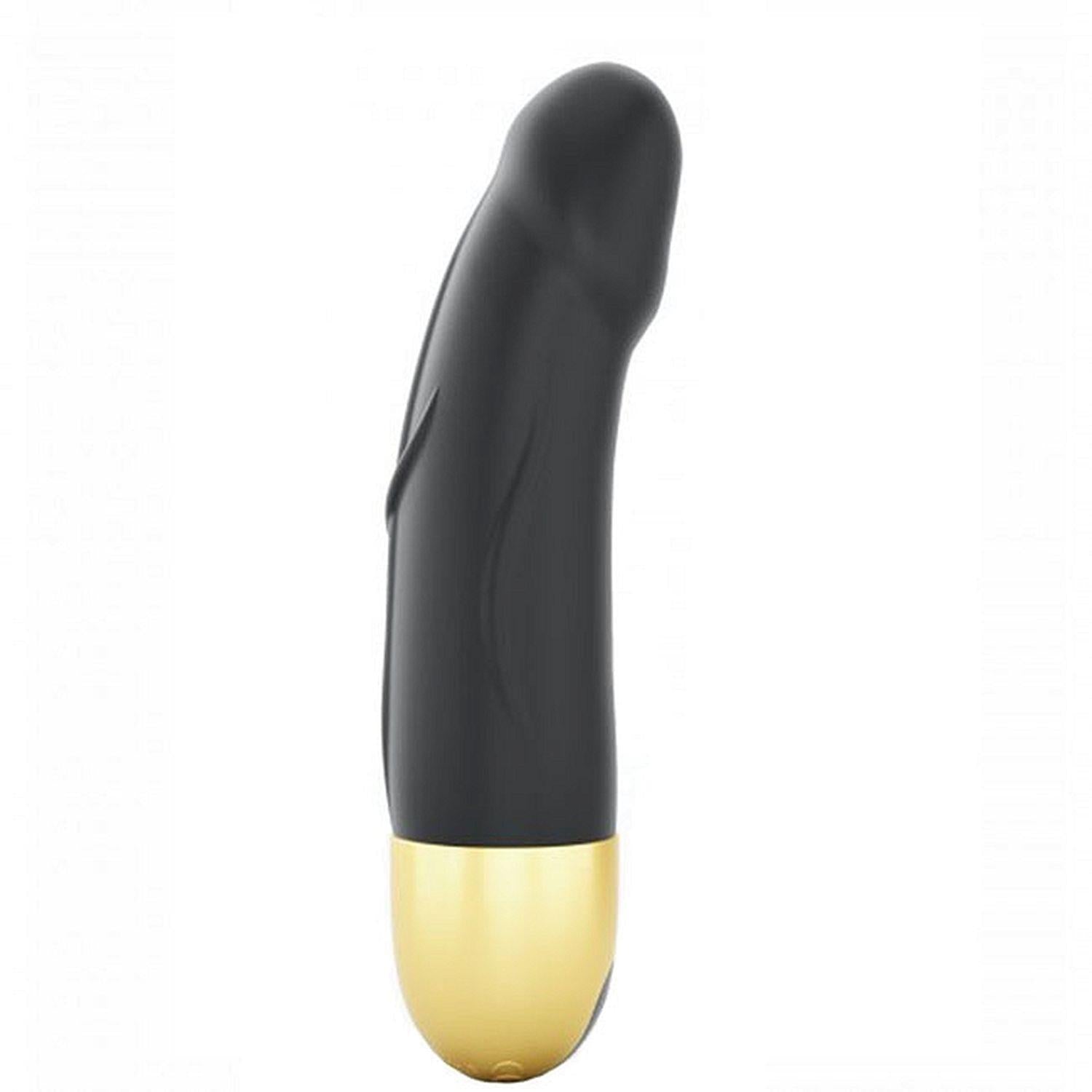 Vibrator realist din silicon Dorcel S, negru, auriu, USB, 12 cm