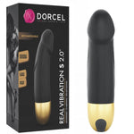 Vibrator realist din silicon Dorcel S, negru, auriu, USB, 12 cm