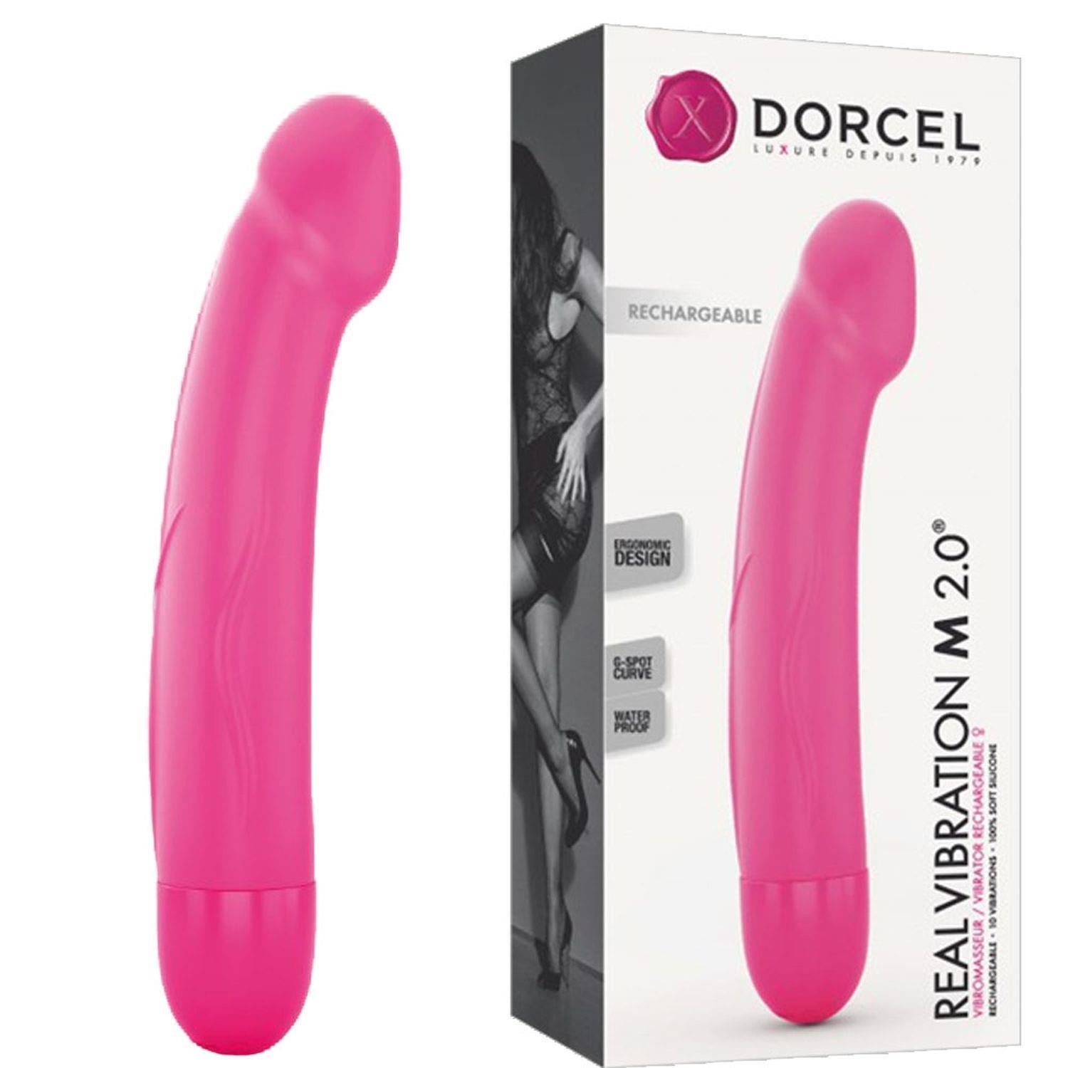 Vibrator realist Dorcel M din silicon magenta, 18 cm, USB