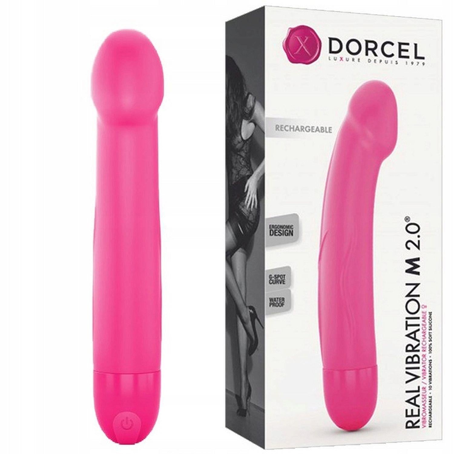 Vibrator realist Dorcel M din silicon magenta, 18 cm, USB