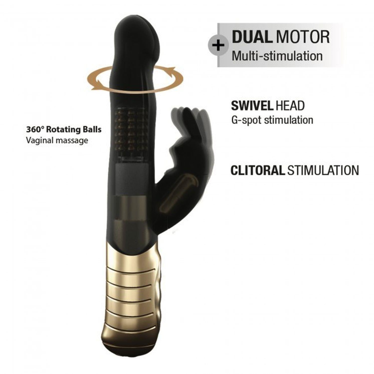 Vibrator USB Dorcel Baby Rabbit negru și auriu 22 cm