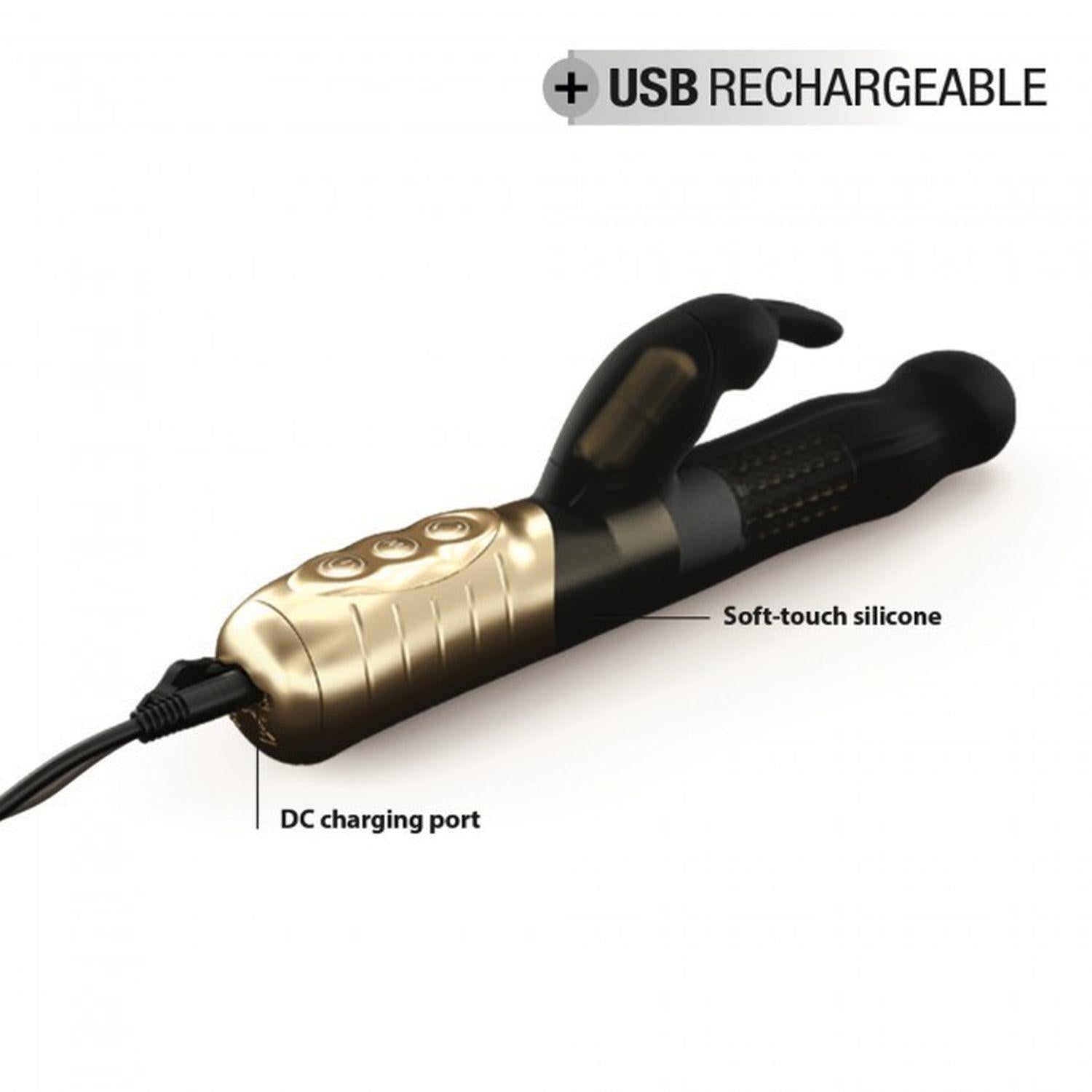 Vibrator USB Dorcel Baby Rabbit negru și auriu 22 cm