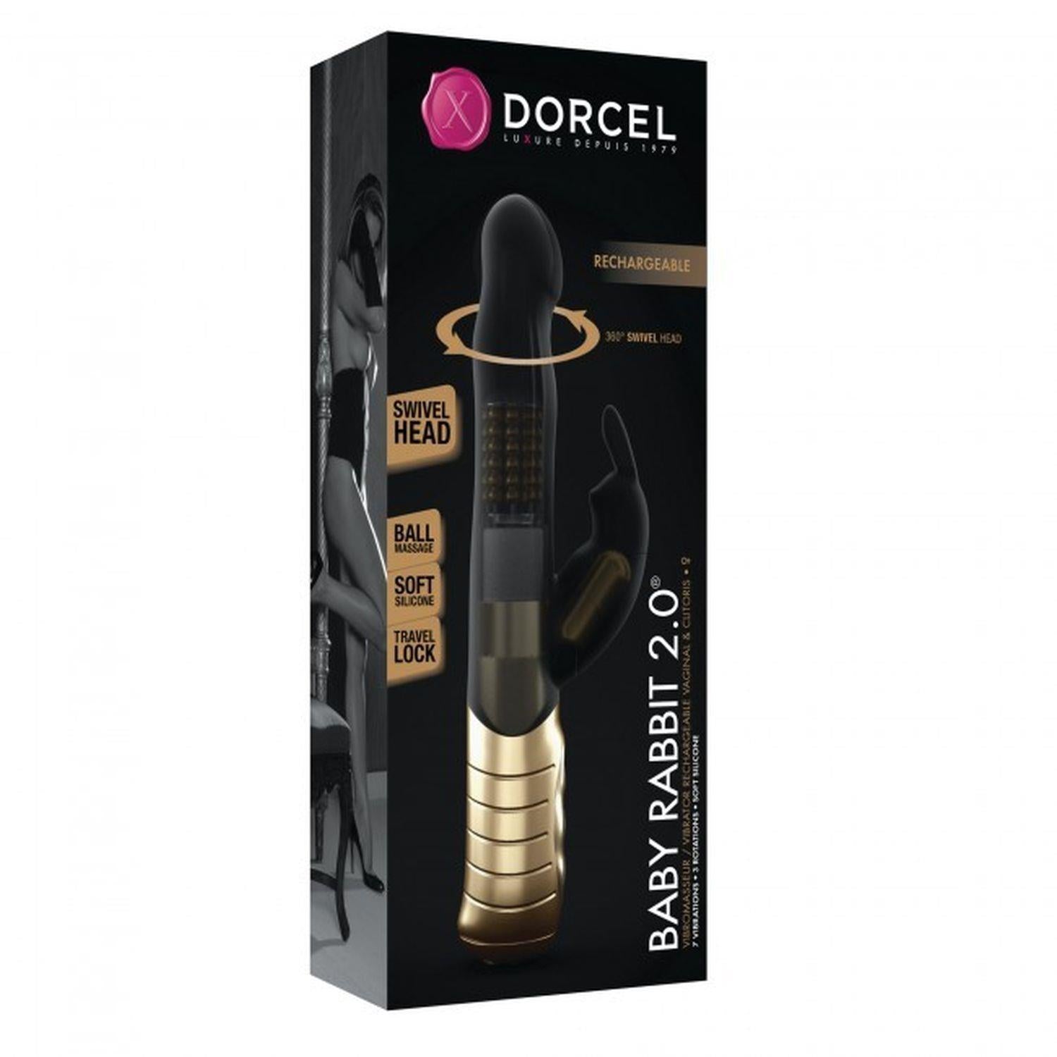 Vibrator USB Dorcel Baby Rabbit negru și auriu 22 cm
