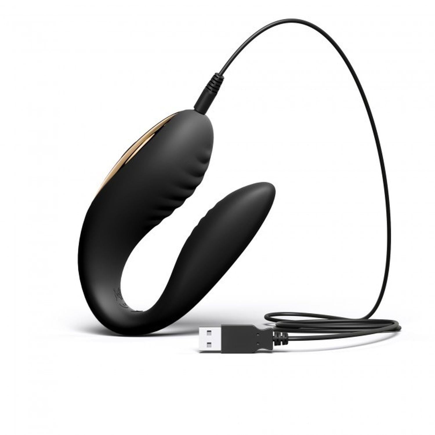 Vibrator Dorcel Perfect Lover pentru cupluri, silicon negru, USB, 8 cm