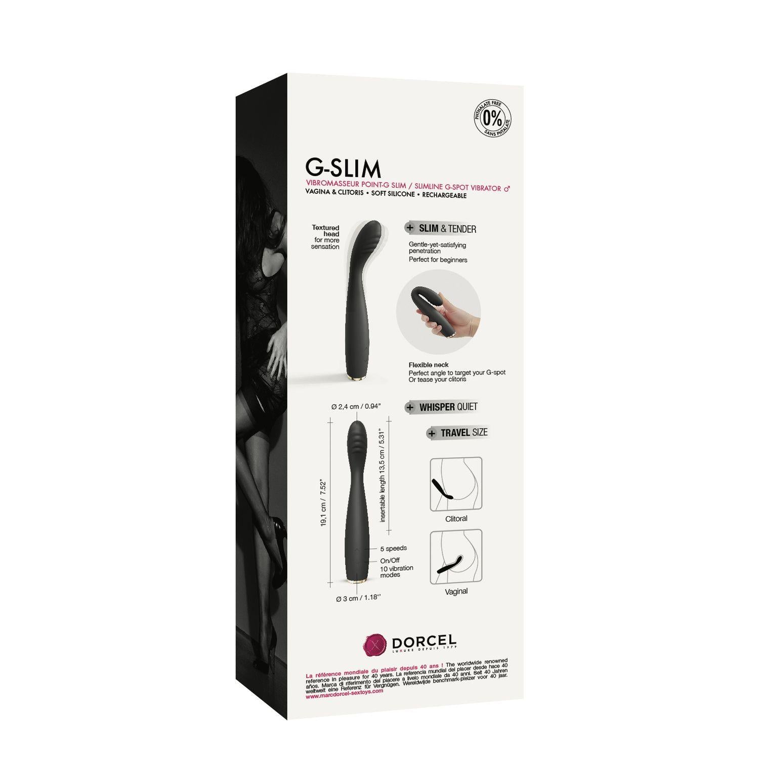 Vibrator GSLIM Dorcel Slim din silicon pentru punctul G, 19 cm, USB
