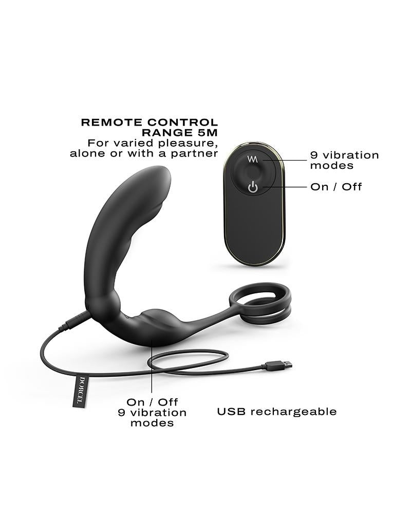 Masaj de prostată cu inel dublu din silicon Dorcel 18 cm