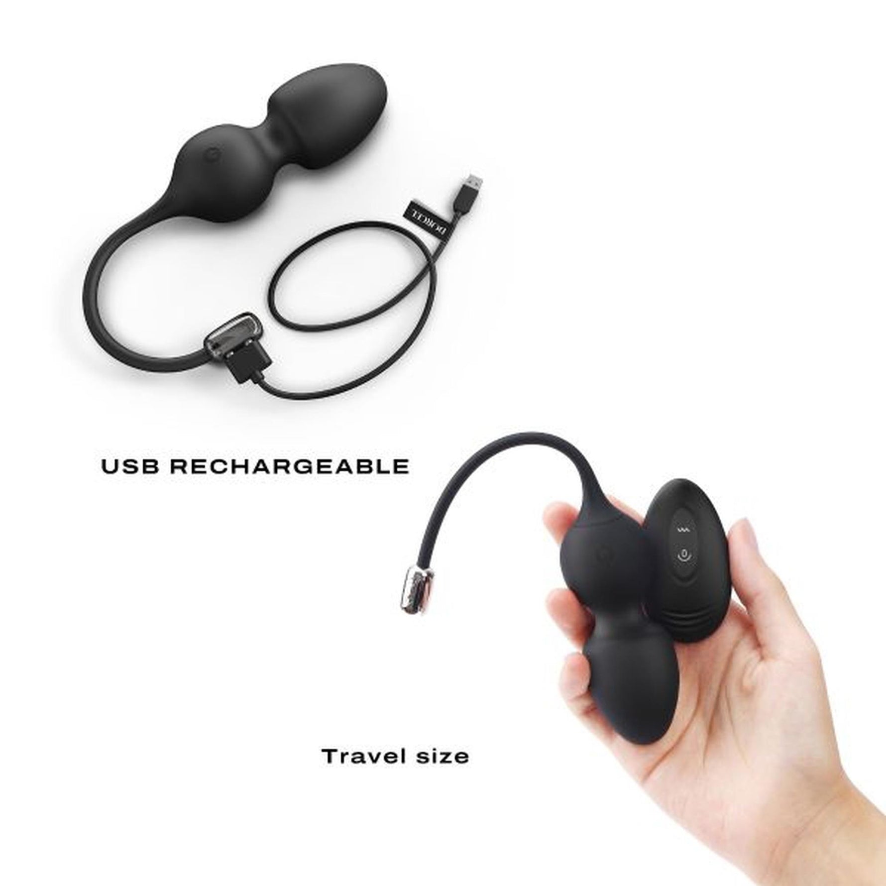 Bile vibrante Dorcel Love Balls Geisha, negre, USB, 9 cm