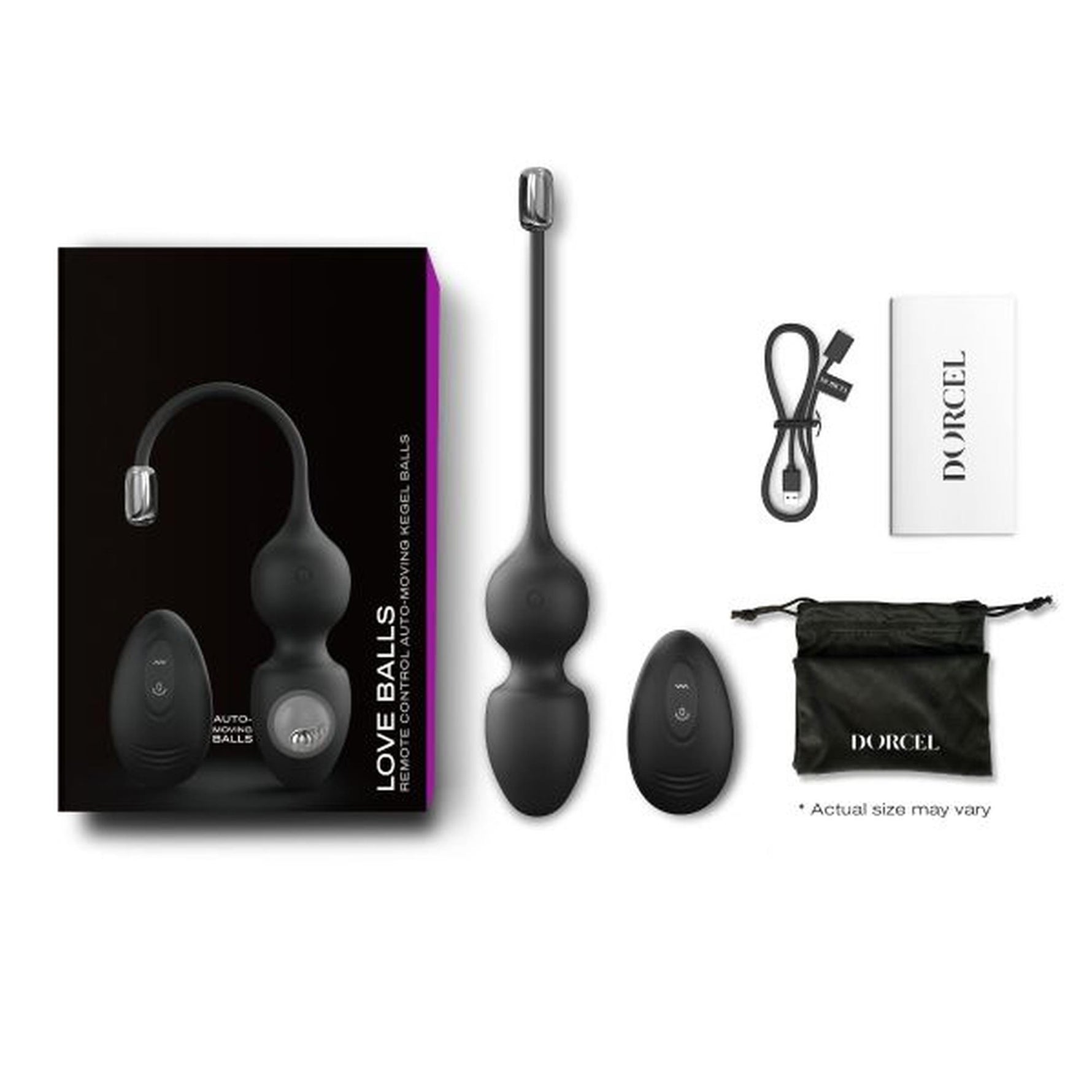 Bile vibrante Dorcel Love Balls Geisha, negre, USB, 9 cm