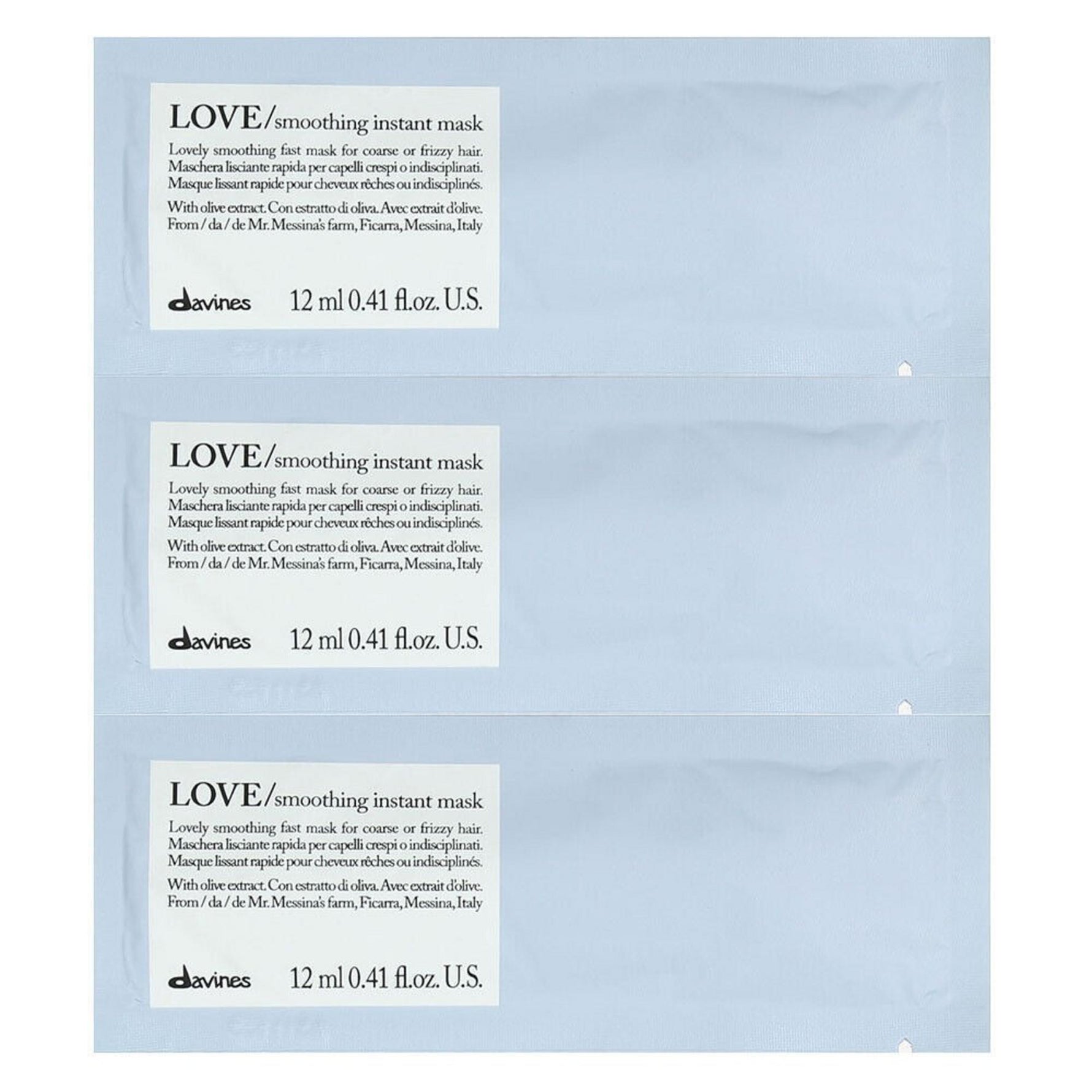 Davines, Love Smoothing, Mască cremă pentru tratamentul părului, 12 buc, 12 ml