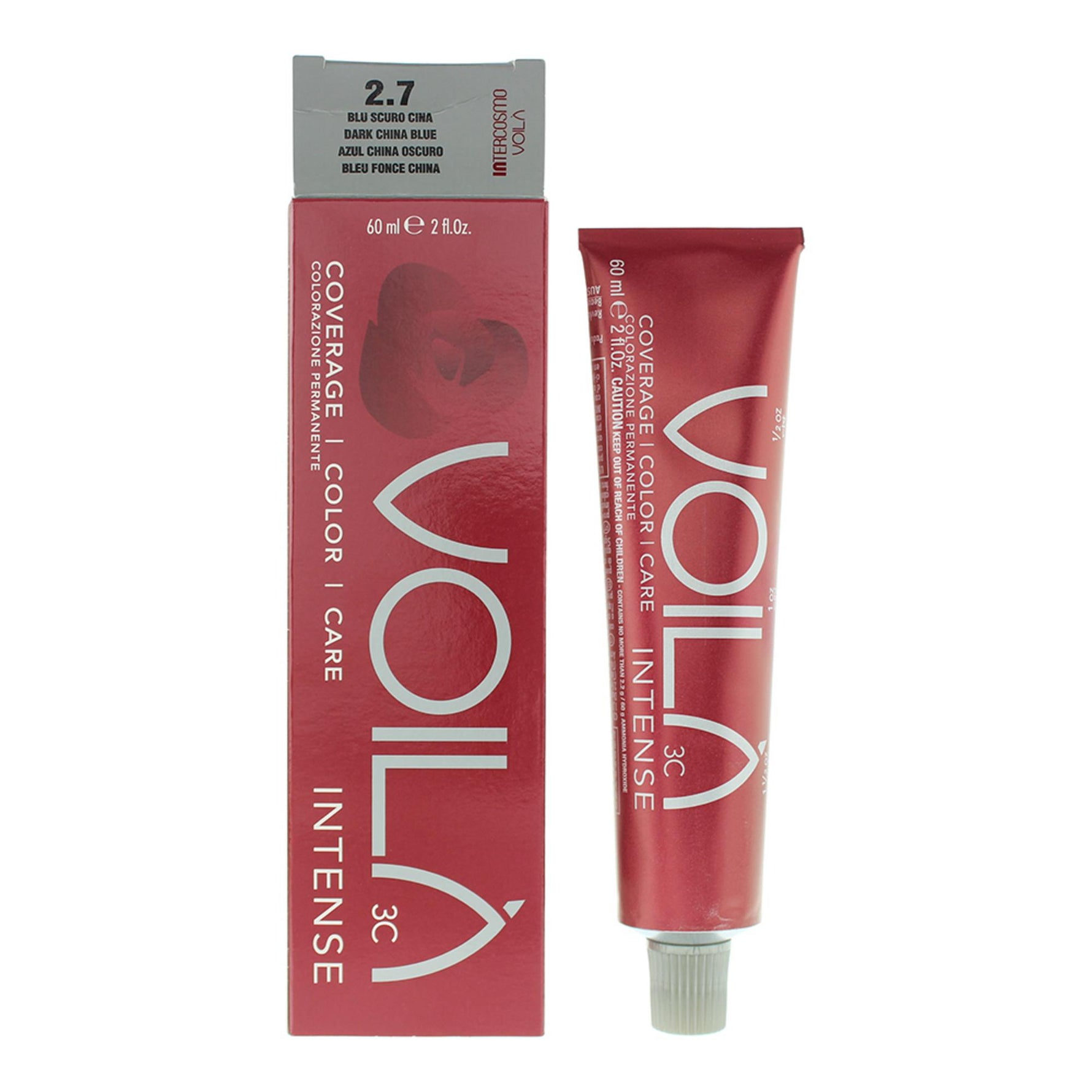 Intercosmo, Voila 3C Intense, Apă, Vopsea permanentă de păr, 2.7 Dark China Blue, 60 ml