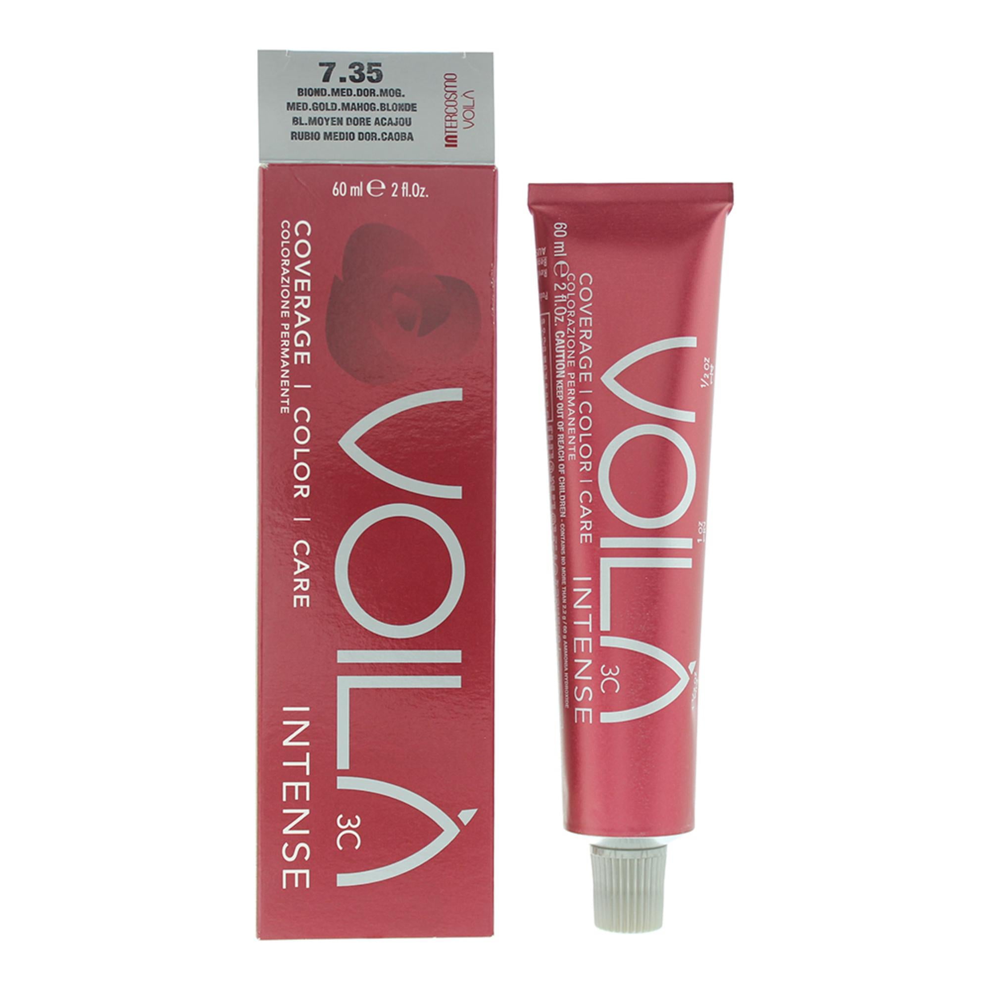 Intercosmo, Voila 3C Intense, Vopsea permanentă de păr, 7.35 Medium Golden Mahogany Blonde, 60 ml