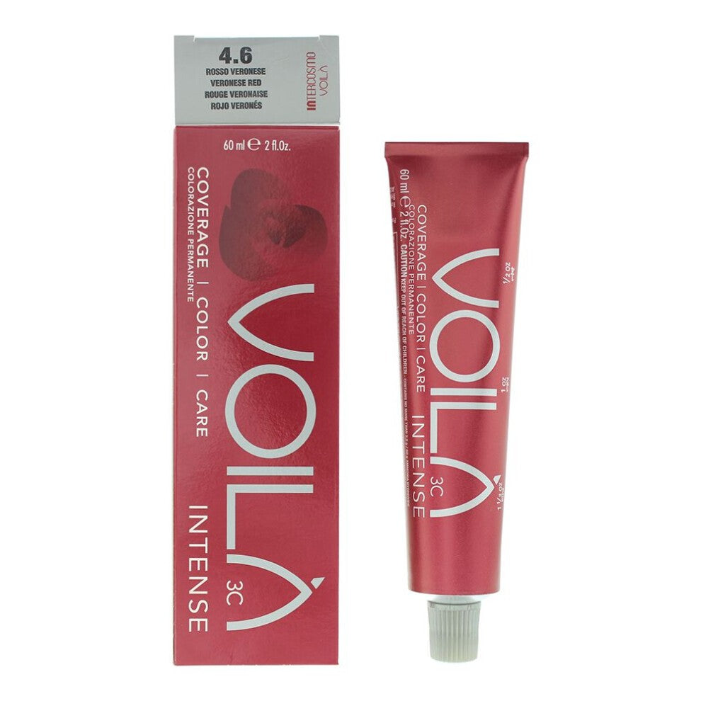 Intercosmo, Voila 3C Intense, Vopsea permanentă de păr, 4.6 Veronese Red, 71 ml