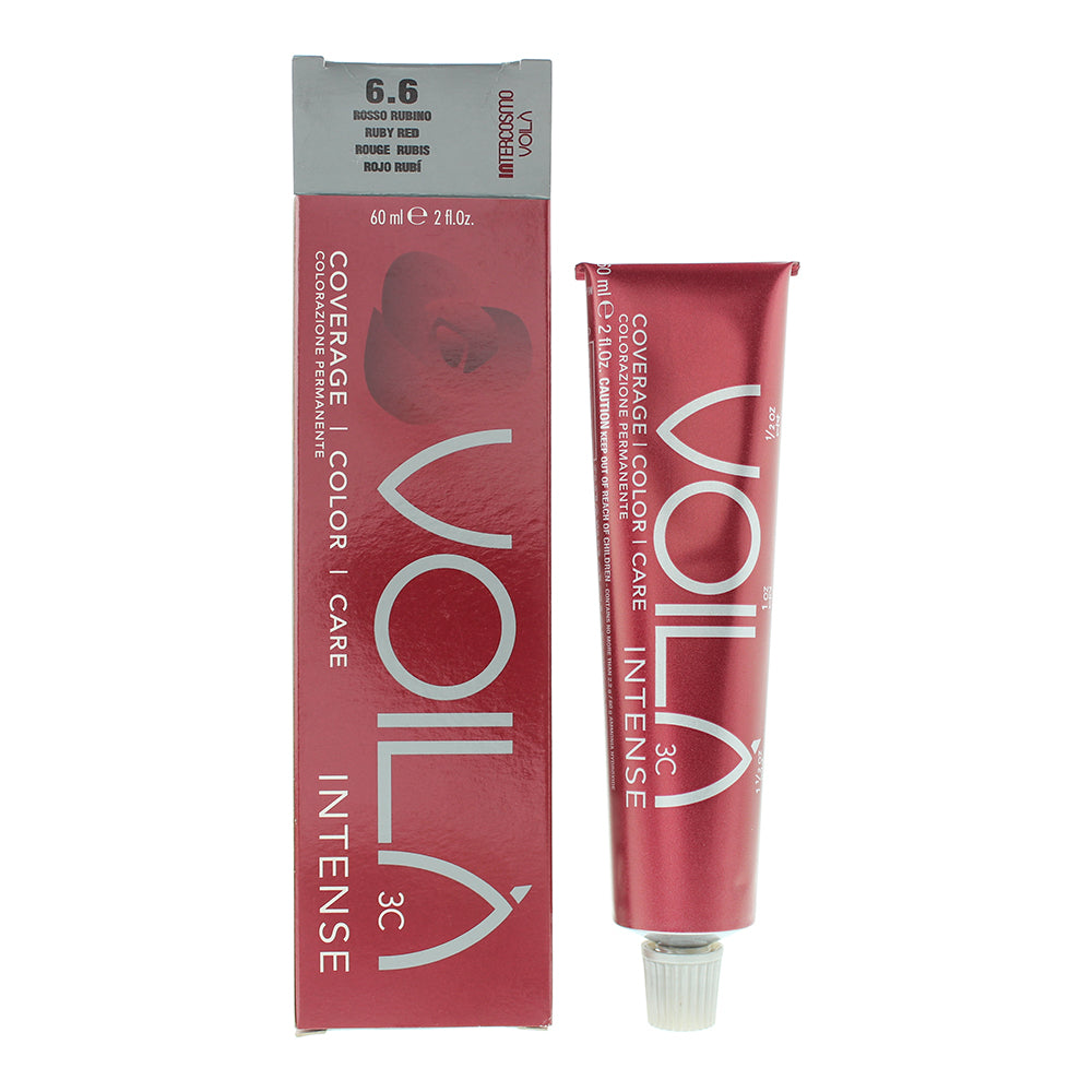 Intercosmo, Voila 3C Intense, Fără amoniac, Vopsea permanentă de păr, 6.6 Ruby Red, 60 ml