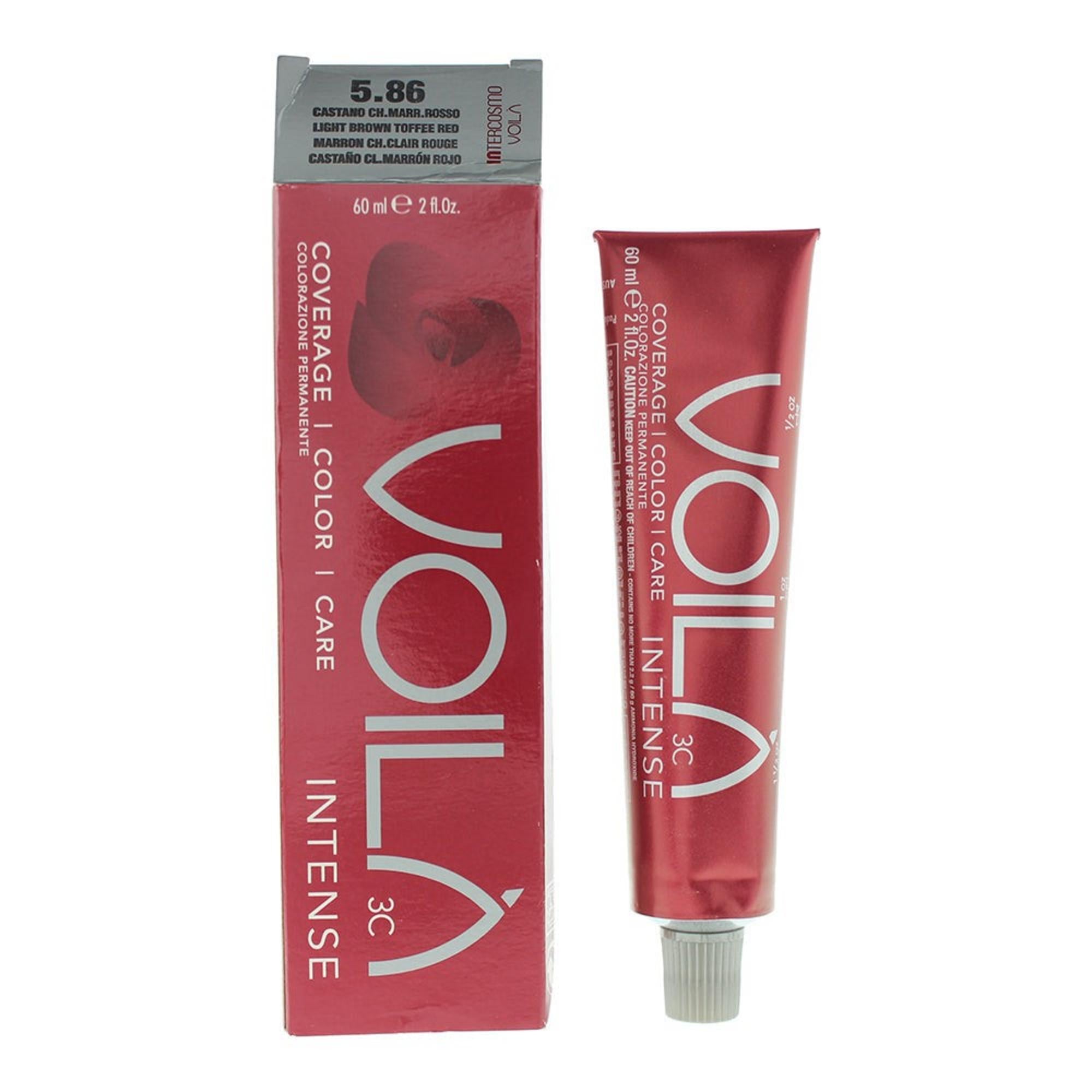 Intercosmo, Voila 3C Intense, Vopsea permanentă de păr, 5.86 Light Brown Toffee Red, 60 ml