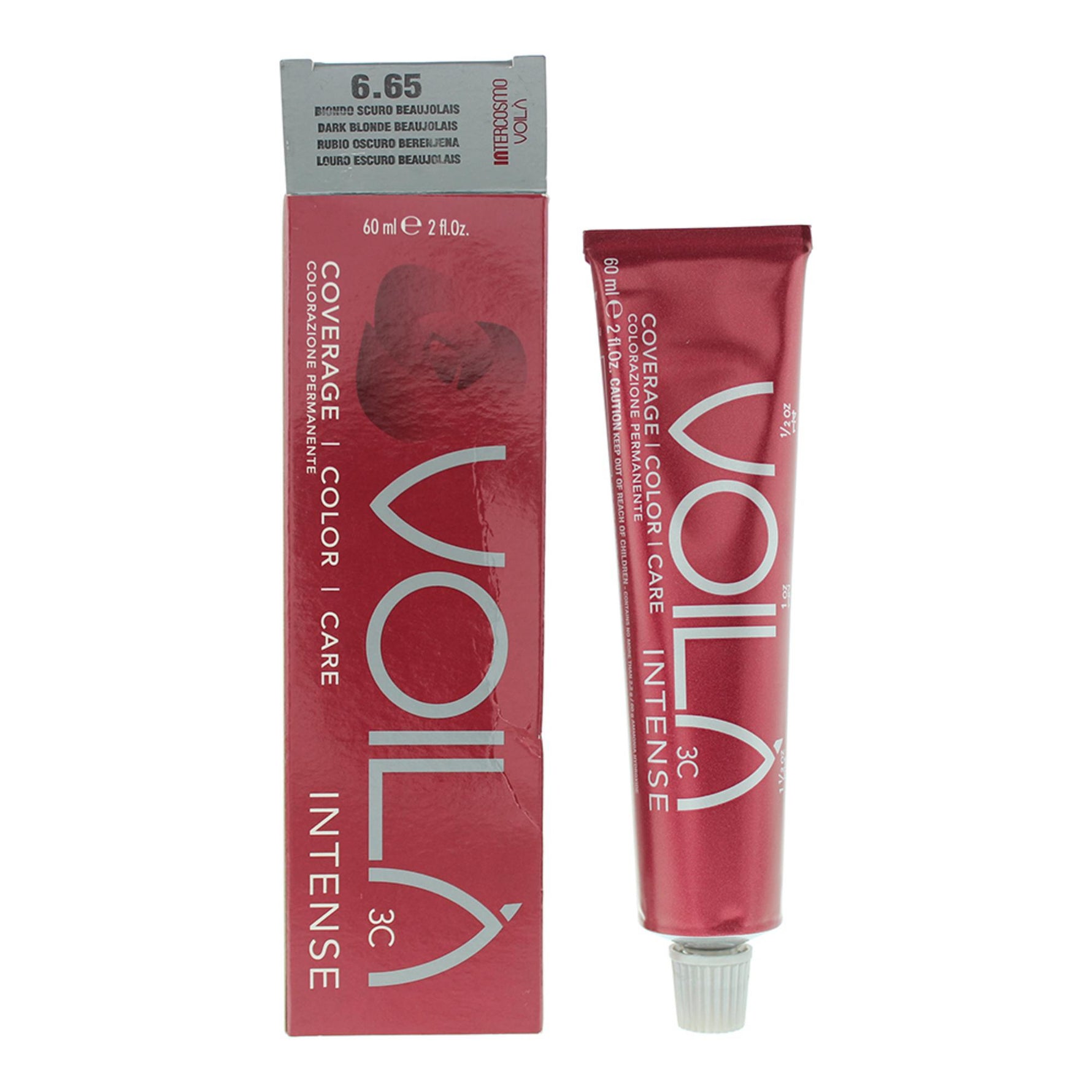 Intercosmo, Voila 3C Intense, Vopsea permanentă de păr, 6.65 Dark Blonde Beaujolais, 60 ml