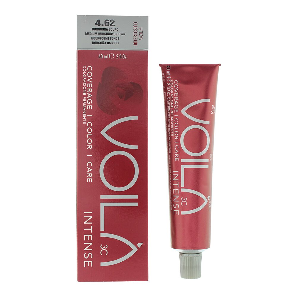 Intercosmo, Voila 3C Intense, Vopsea permanentă de păr, 4.62 Medium Burgundy Brown, 60 ml