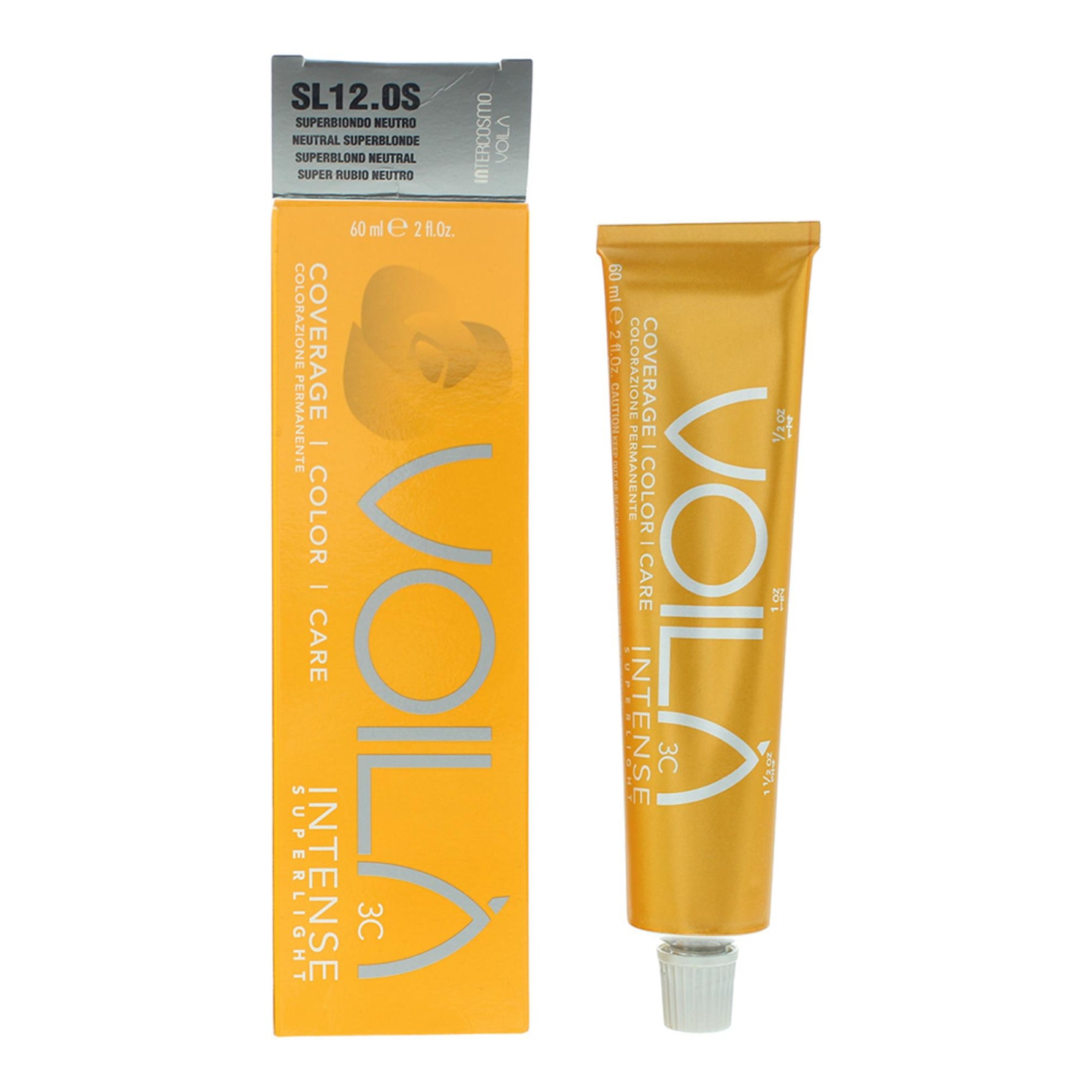 Intercosmo, Voila 3C Intense, Vopsea permanentă de păr, SL 12.OS Neutral Superblonde, 60 ml