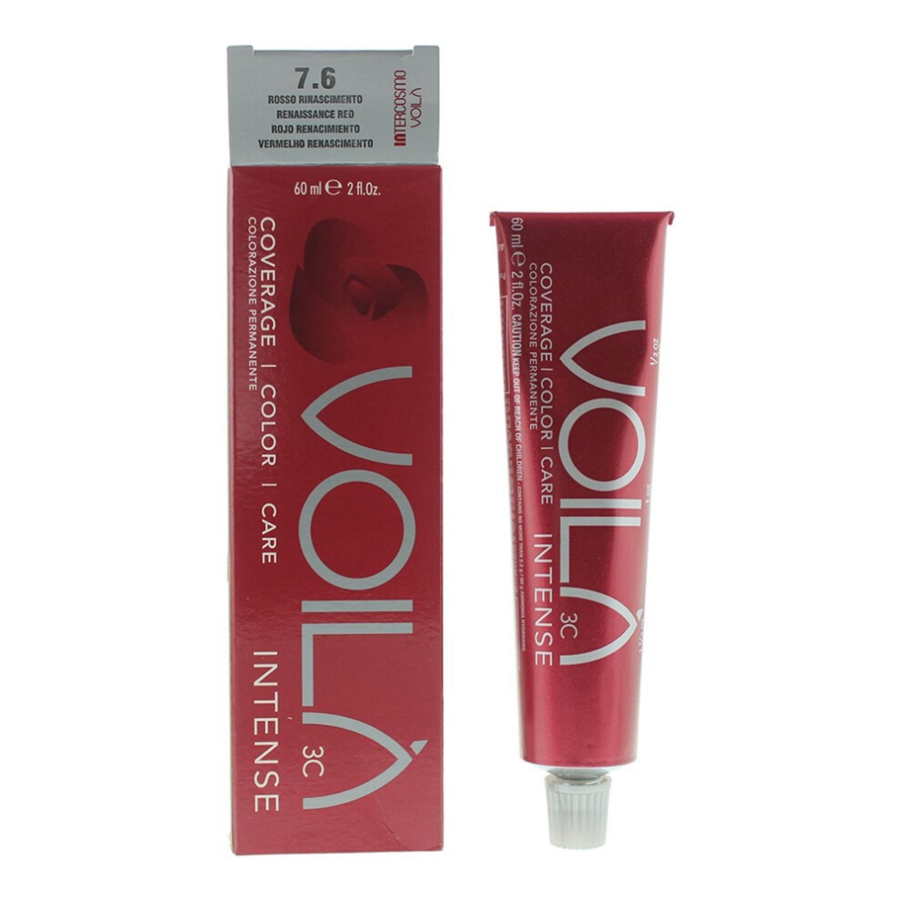 Intercosmo, Voila 3C Intense, Vopsea permanentă de păr, 7.6 Renaissance Red, 60 ml