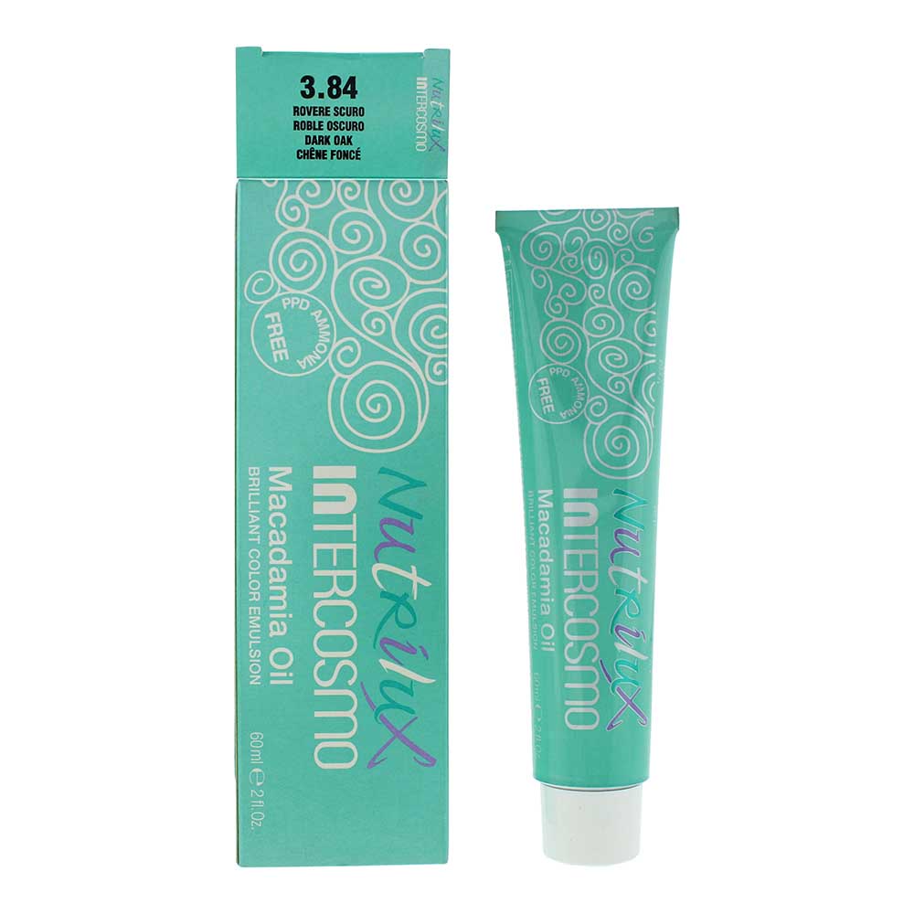 Intercosmo, Nutrilux, Ulei de macadamia, Vopsea permanentă de păr, 3.84 Dark Oak, 60 ml