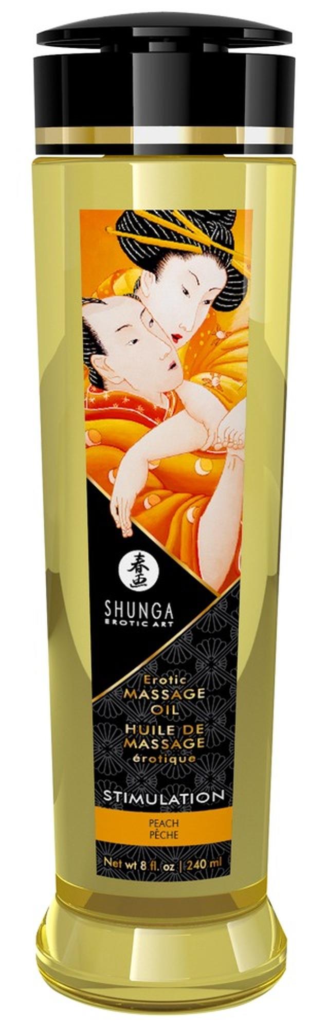 Ulei de masaj erotic cu piersică Shunga Stimulation