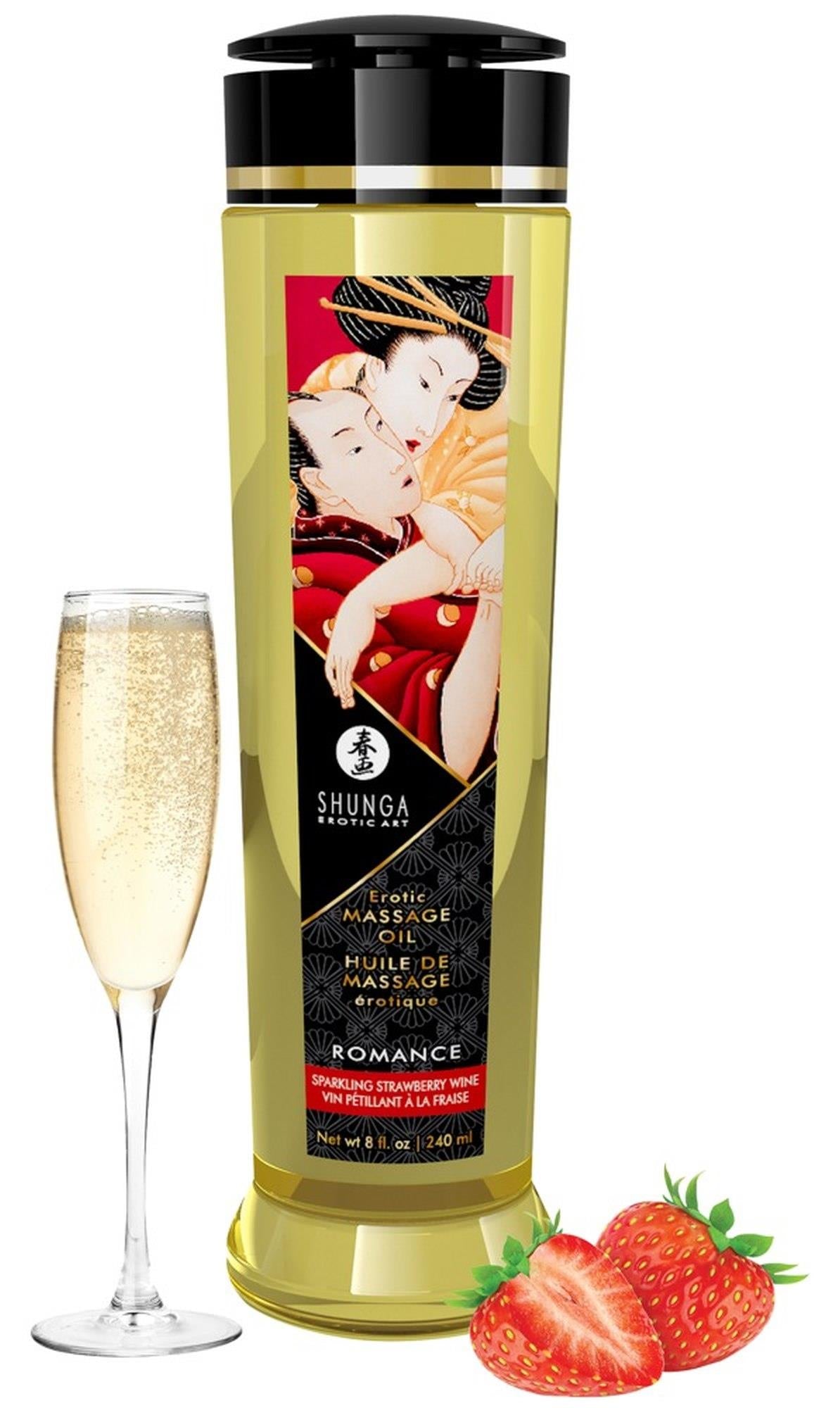 Ulei de masaj erotic Shunga Romance cu căpșuni și șampanie 240 ml