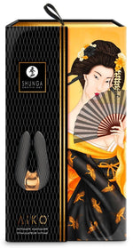 Vibrator dublu Shunga Aiko din silicon, negru, USB, 11 cm