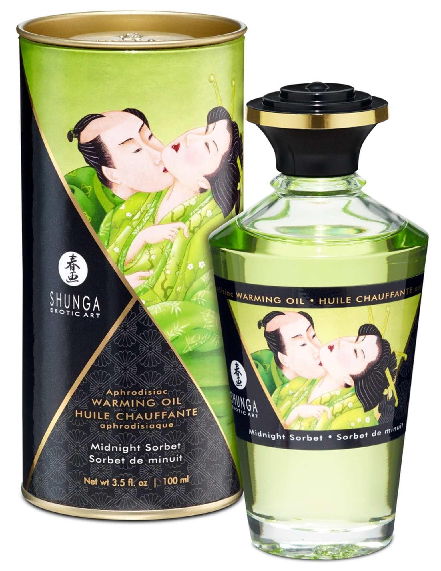 Ulei de masaj încălzitor Shunga Midnight Mint Sorbet