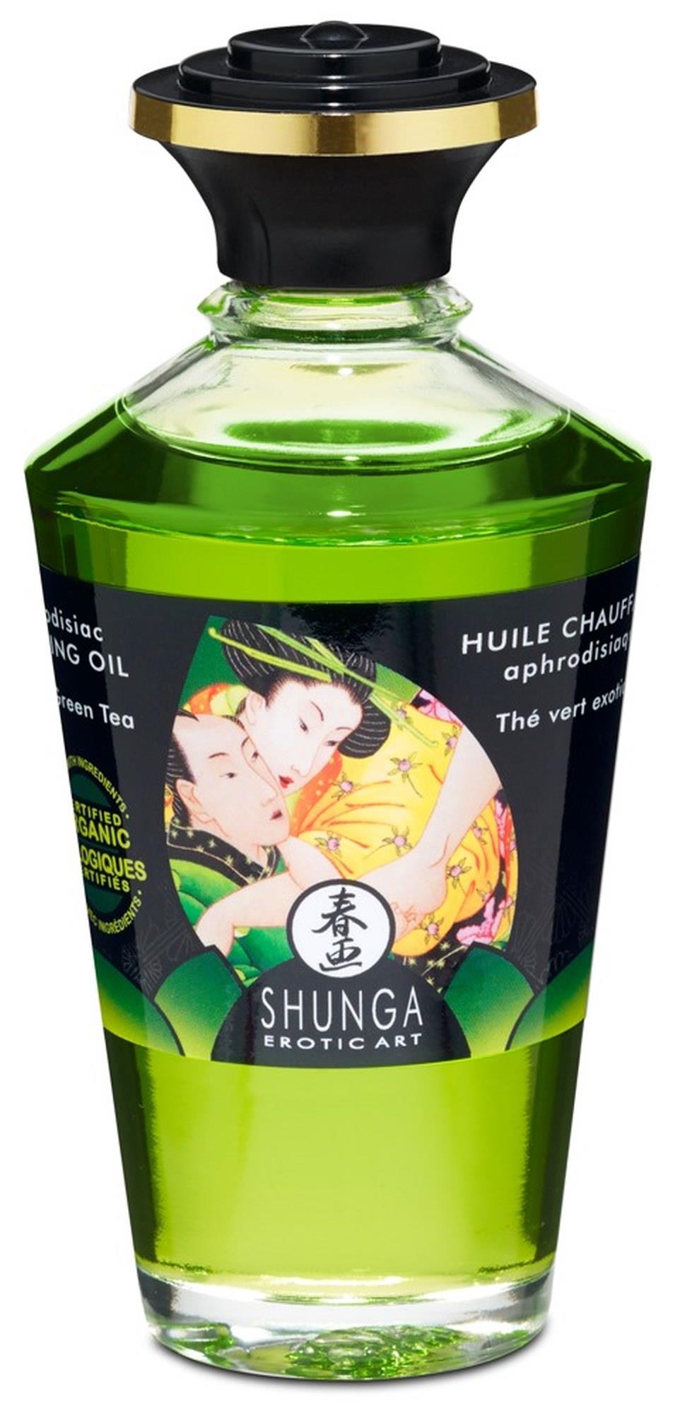 Ulei de masaj încălzitor cu ceai verde Shunga
