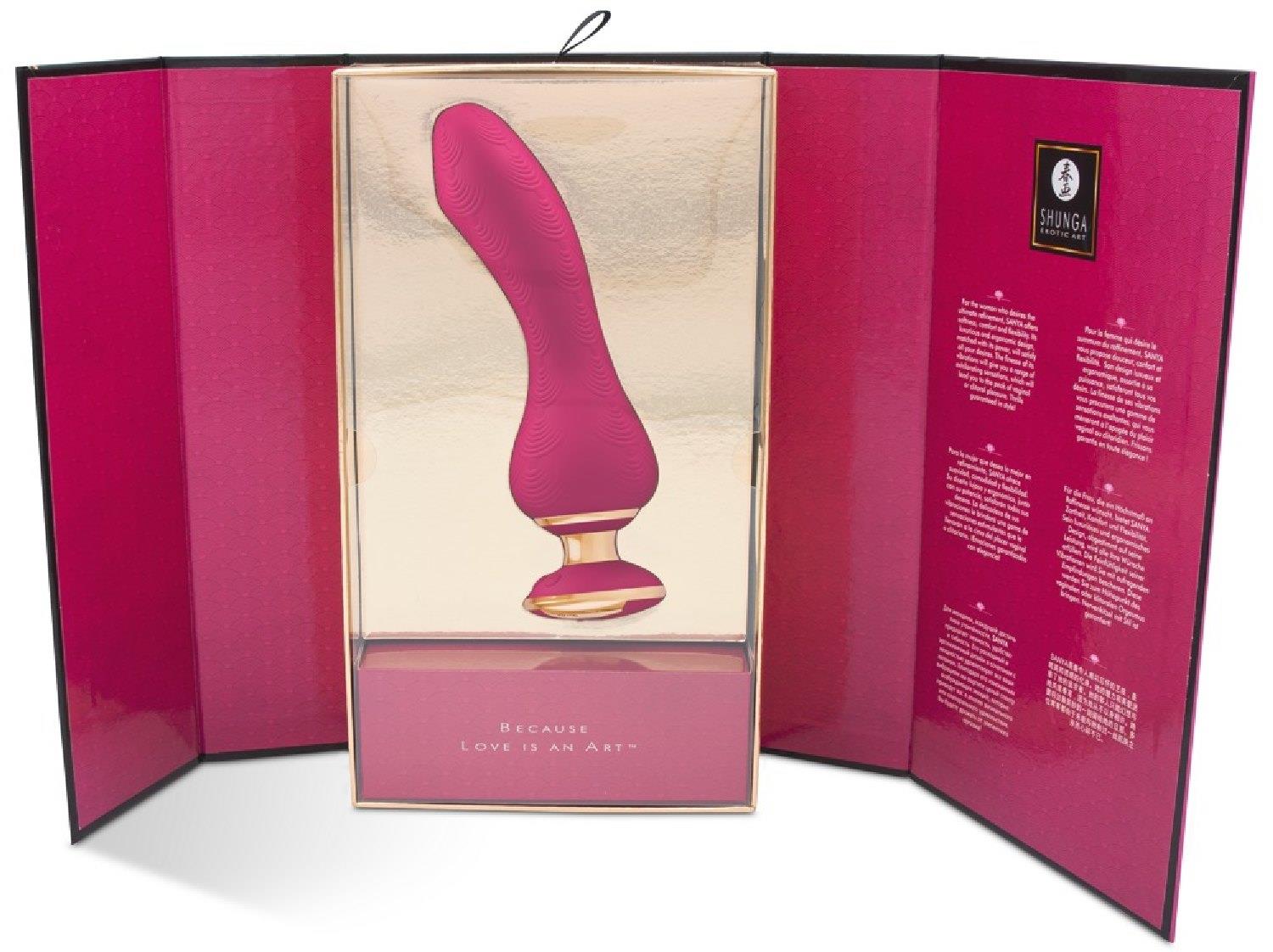 Shunga Sanya Silicon G-Spot Vibrator Raspberry USB 18,5 cm
