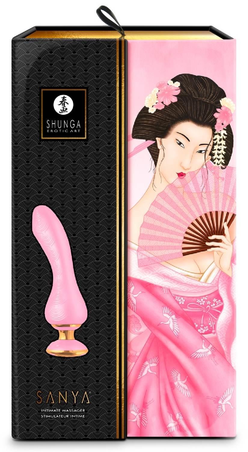 Vibrator Shunga Sanya pentru punctul G, silicon, roz, USB, 18,5 cm