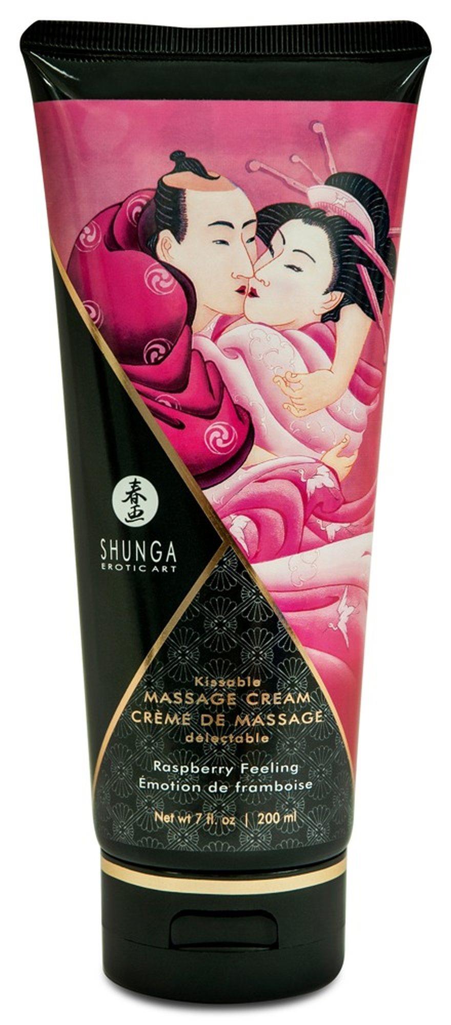 Cremă de masaj luxoasă cu aromă de zmeură Shunga