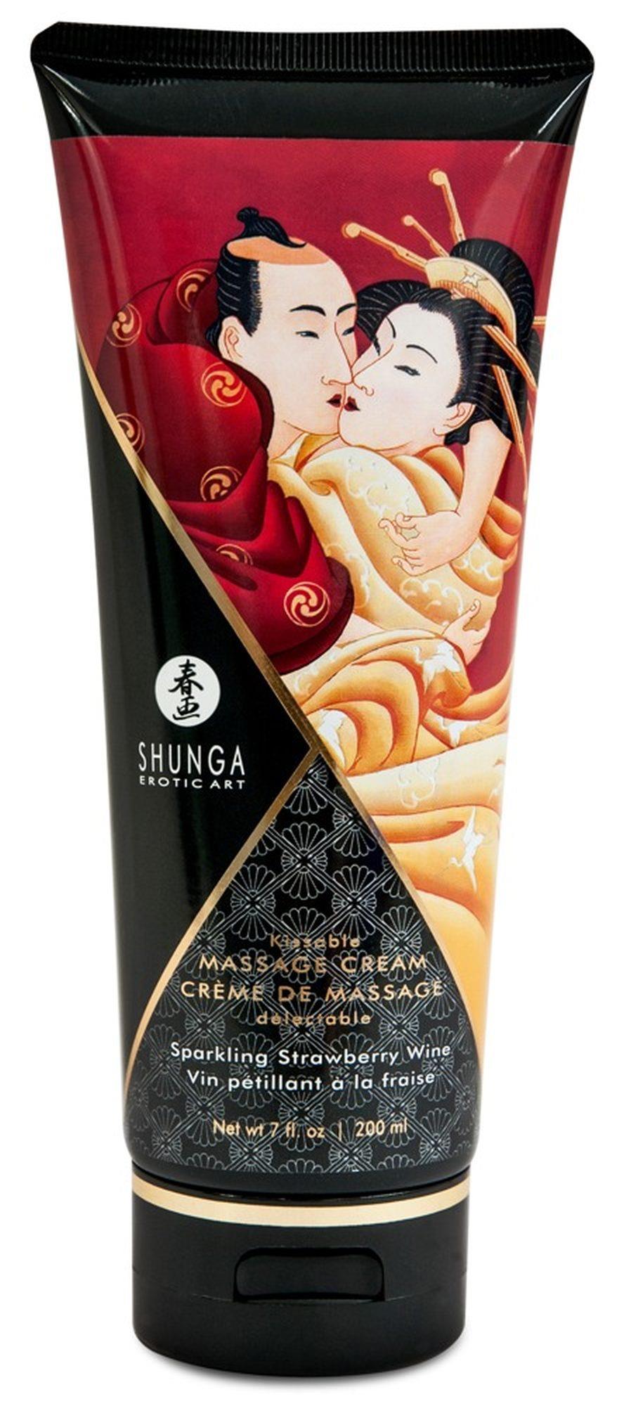 Cremă de masaj spumantă cu aromă de căpșuni Shunga Champagne